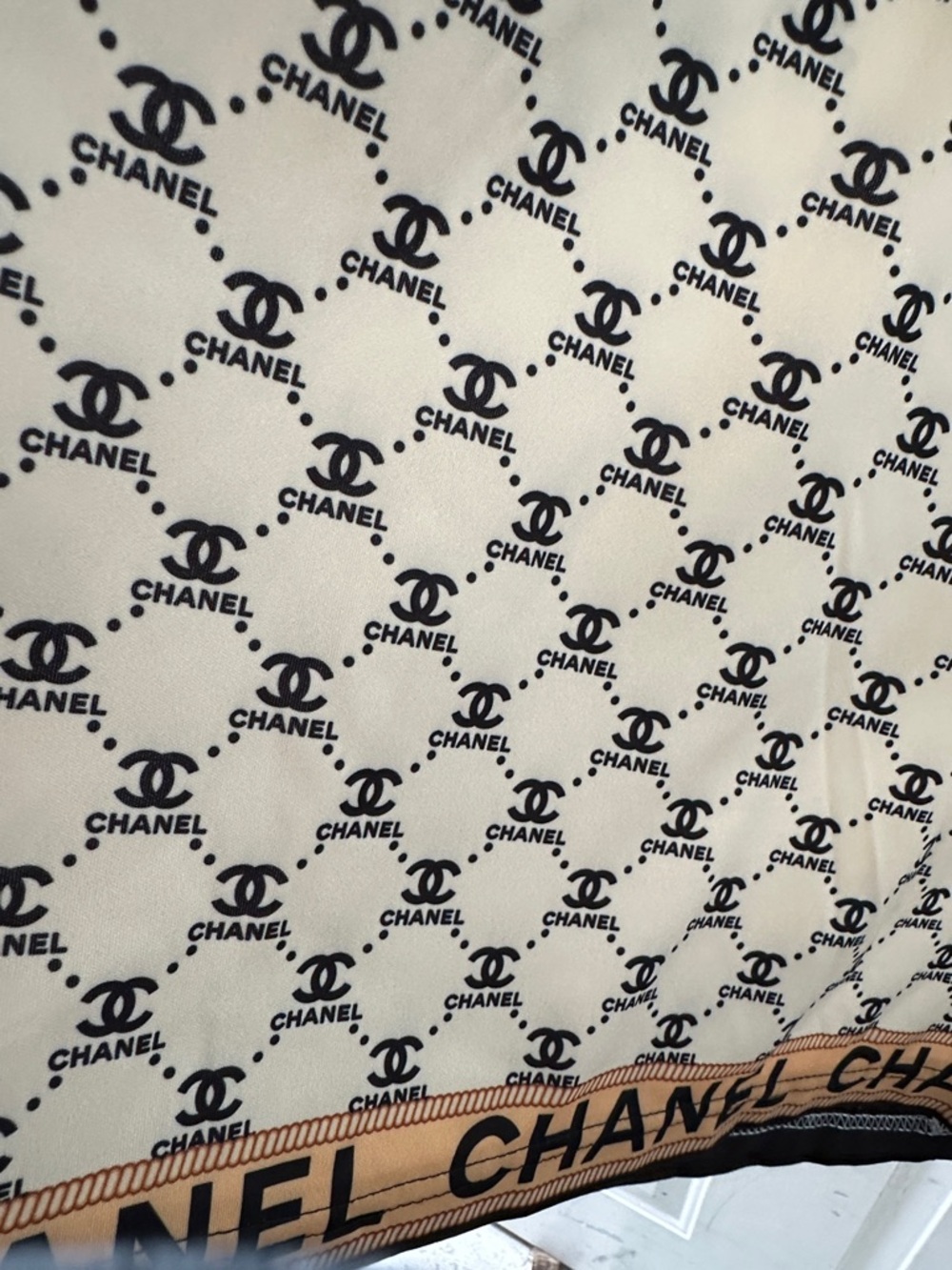 CHANEL Black and Beige Logo-Print Midi Polo Dress - Picture 2 of 3